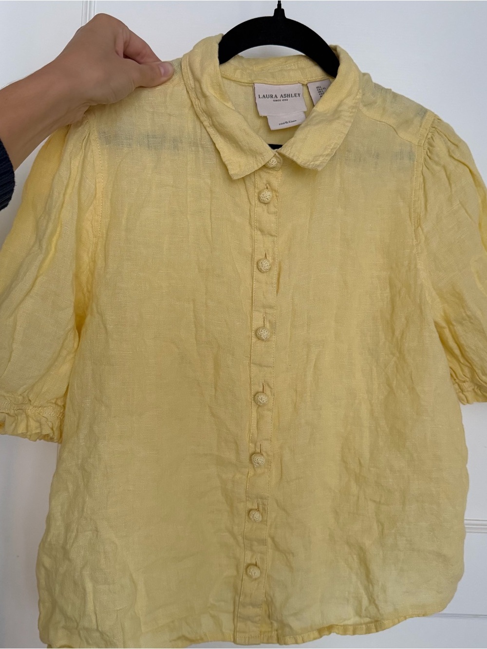 Vintage Doen Style Butter Yellow Linen Button-Up Blouse